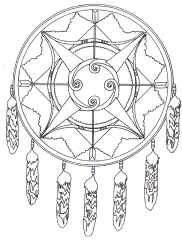 Native American Mandala With Bows And Arrows Coloring Page